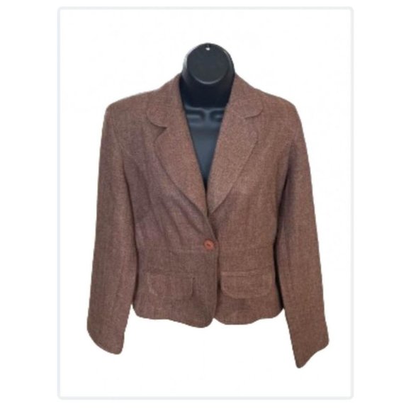 Ti Amo Vintage 70s Brown Tweed Wool Blend Blazer and Pants Suit Set - Picture 3 of 7